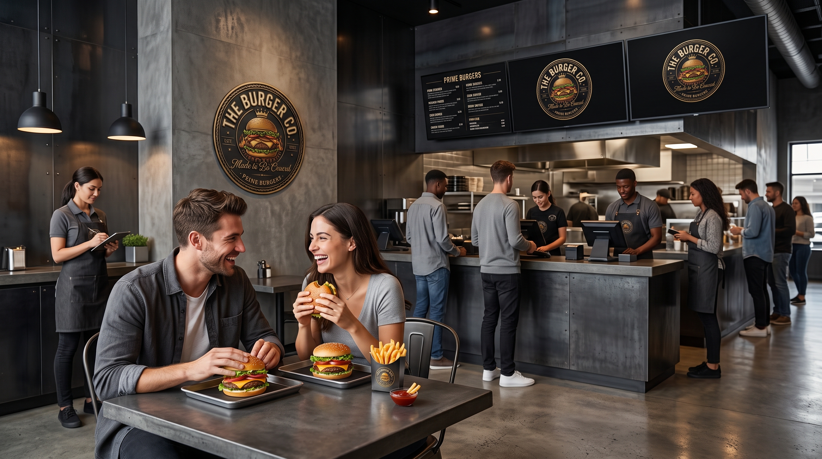 The Burger Co. · Interiorismo, Barra & Menú Board